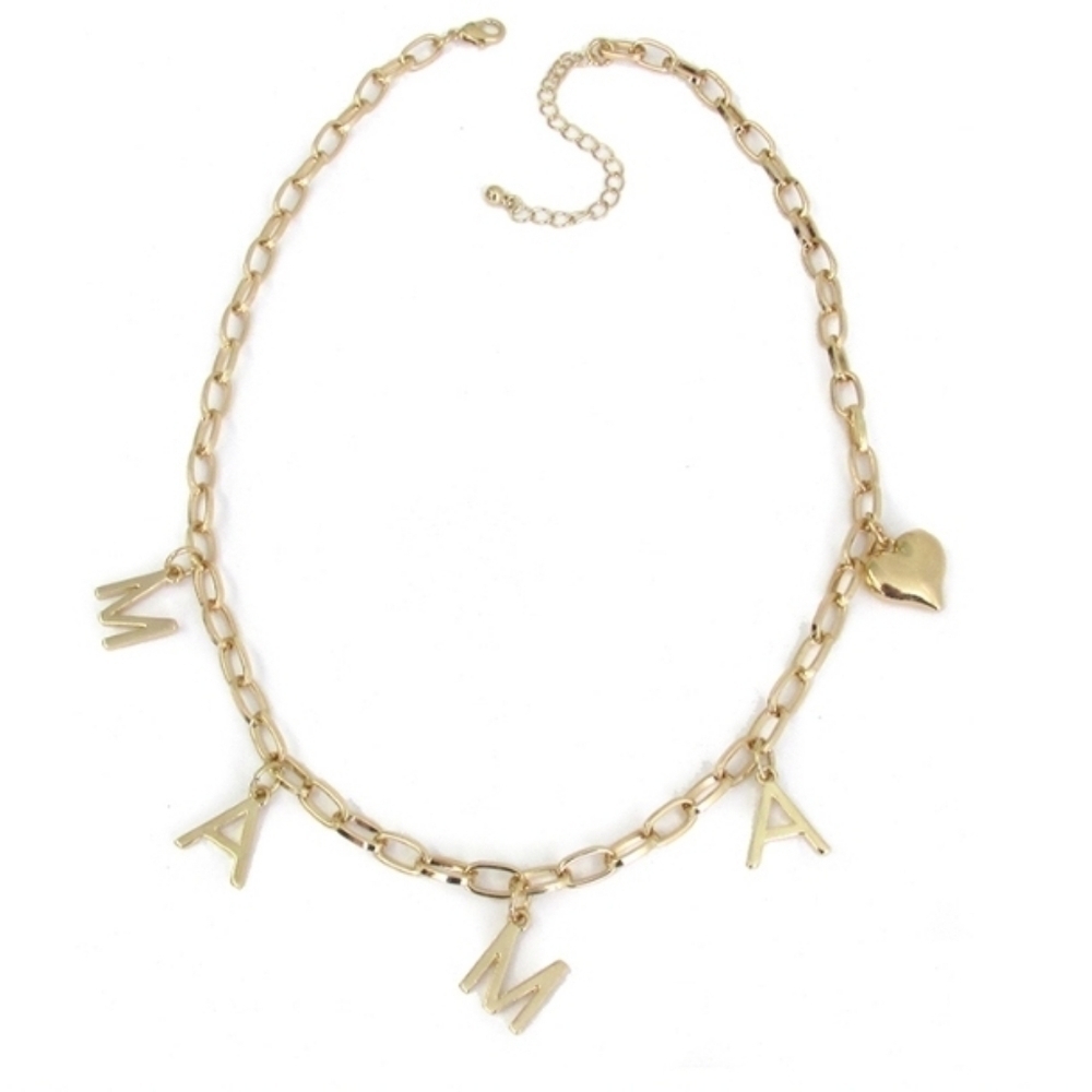Mama Theme Charm Necklace, Gold Tone, NEW